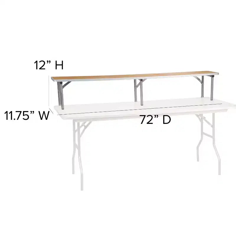 Emma and Oliver 72 x 12 x 12 Birchwood Bar Top Riser with Silver Legs