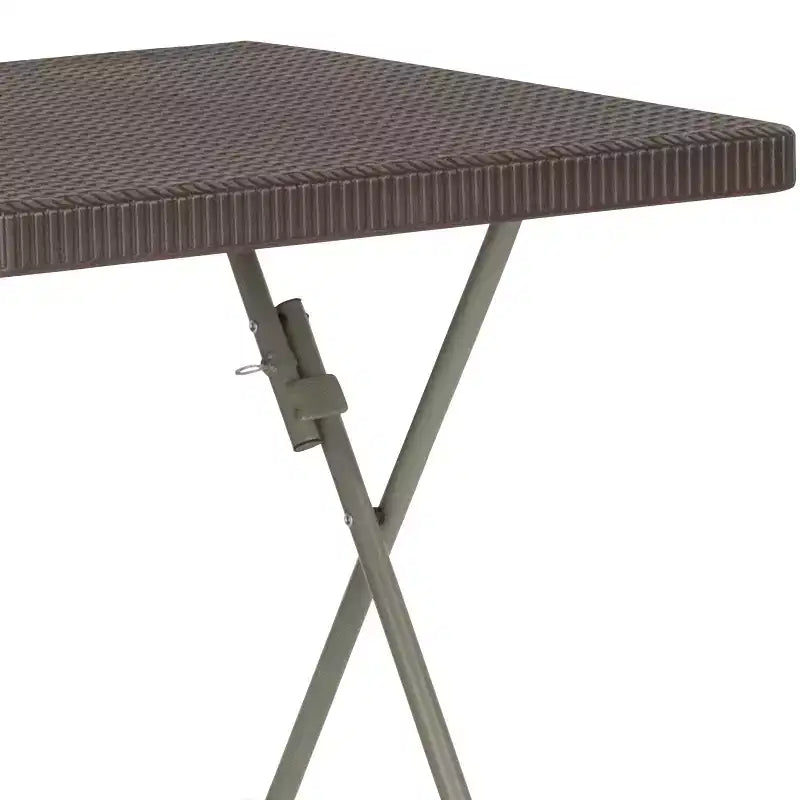 Emma and Oliver 1.95-Foot Square Brown Rattan Plastic Folding Table - Outdoor Event Table