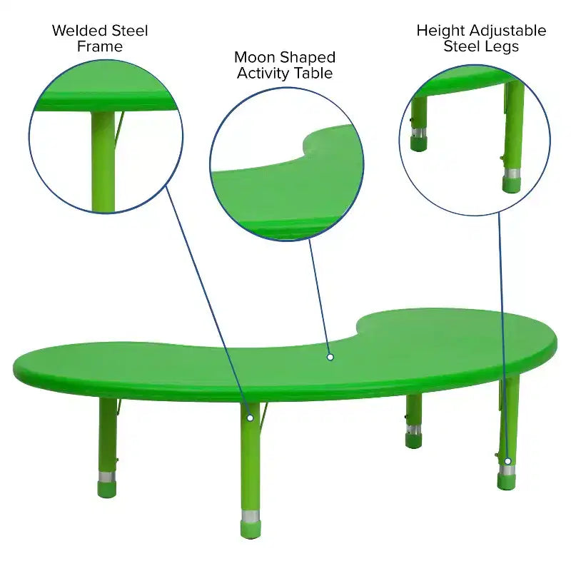 Emma and Oliver 35W x 65L Half-Moon Plastic Height Adjustable Activity Table