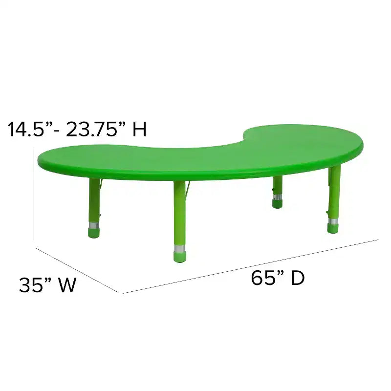 Emma and Oliver 35W x 65L Half-Moon Plastic Height Adjustable Activity Table
