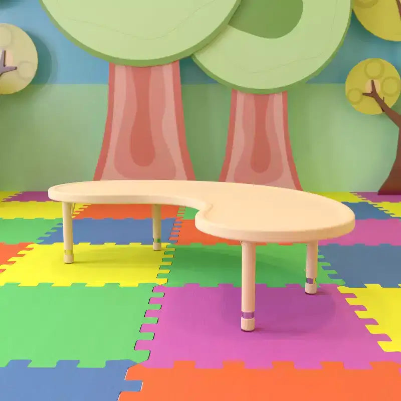 Emma and Oliver 35W x 65L Half-Moon Plastic Height Adjustable Activity Table