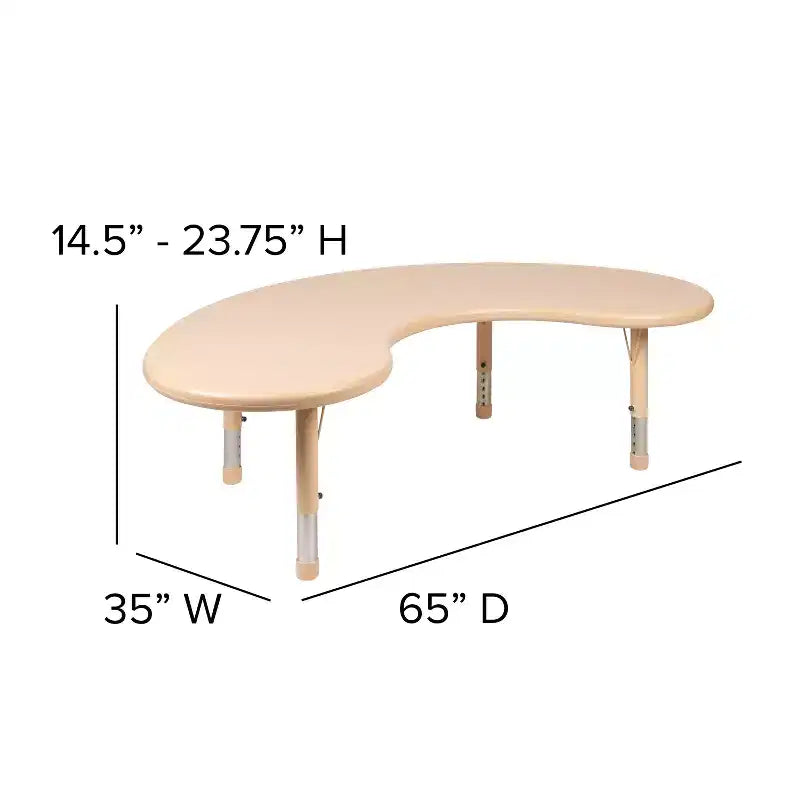 Emma and Oliver 35W x 65L Half-Moon Plastic Height Adjustable Activity Table