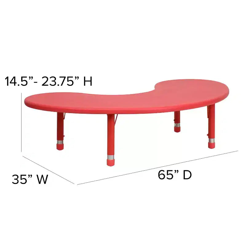 Emma and Oliver 35W x 65L Half-Moon Plastic Height Adjustable Activity Table