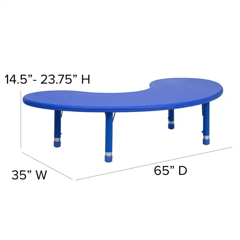 Emma and Oliver 35W x 65L Half-Moon Plastic Height Adjustable Activity Table