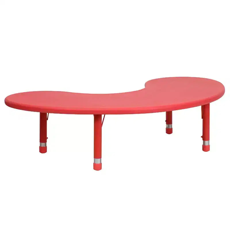 Emma and Oliver 35W x 65L Half-Moon Plastic Height Adjustable Activity Table