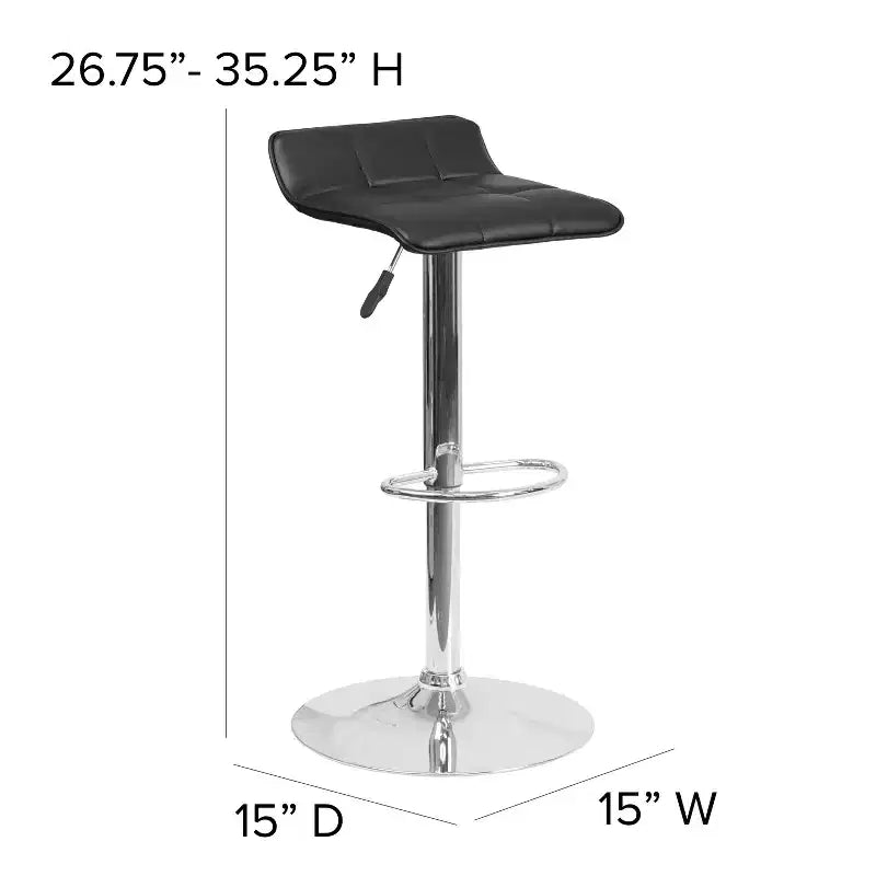 Emma and Oliver Quilted Wave Seat Adjustable Height Barstool with Chrome Base