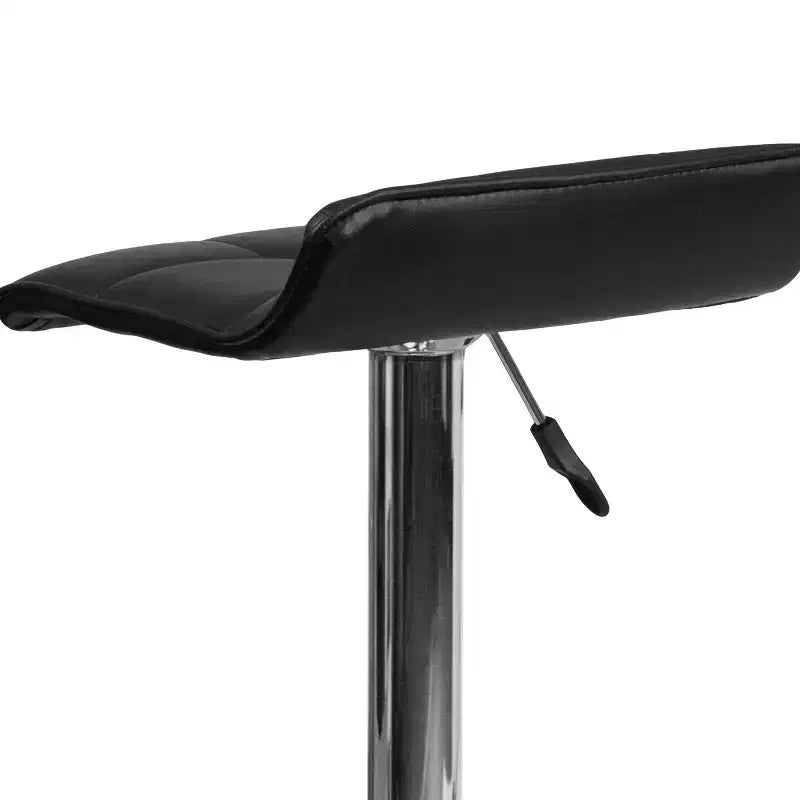 Emma and Oliver Quilted Wave Seat Adjustable Height Barstool with Chrome Base