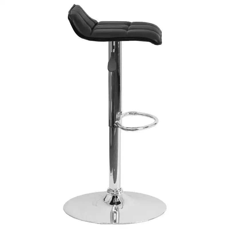 Emma and Oliver Quilted Wave Seat Adjustable Height Barstool with Chrome Base