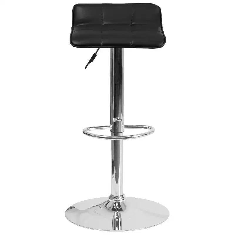Emma and Oliver Quilted Wave Seat Adjustable Height Barstool with Chrome Base