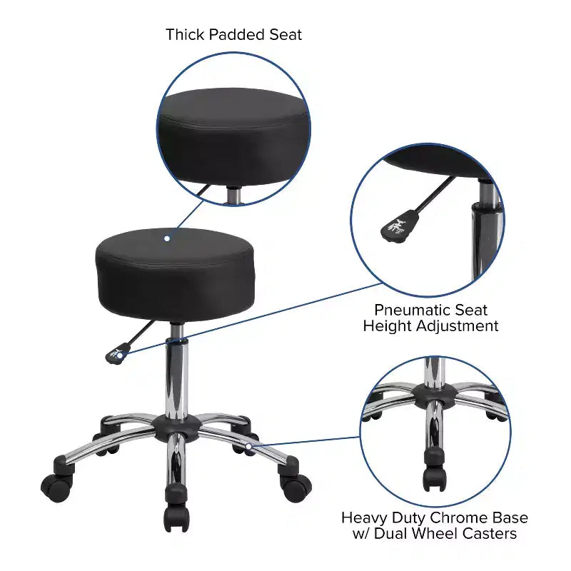 Emma and Oliver Medical Ergonomic Stool with Chrome Base