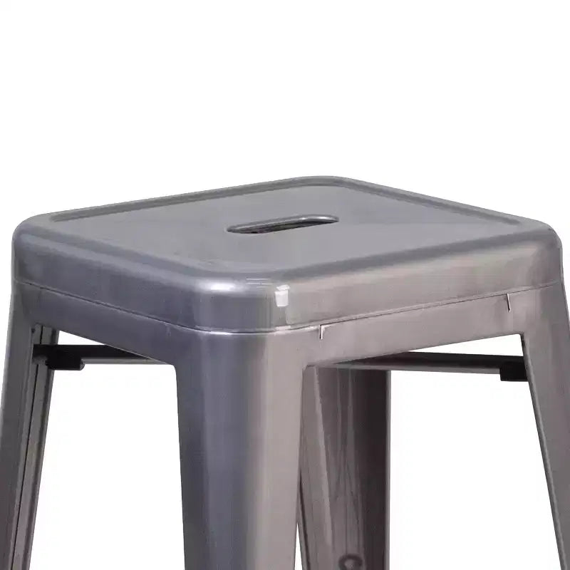 Emma and Oliver 24H Backless Clear Coated Metal Indoor Barstool with Square Seat
