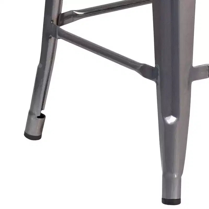 Emma and Oliver 24H Backless Clear Coated Metal Indoor Barstool with Square Seat