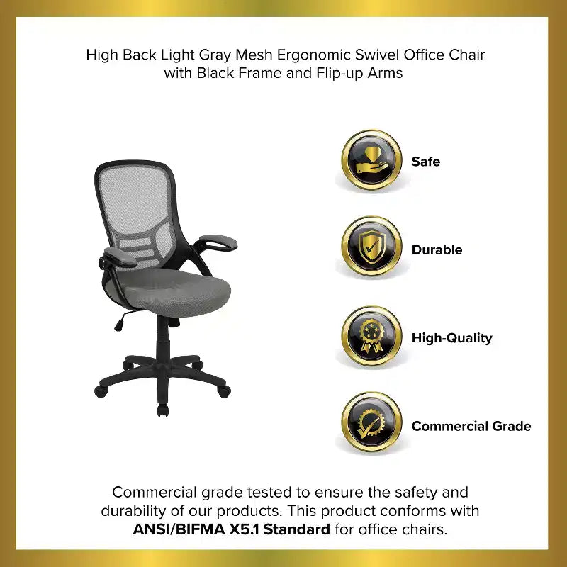 Emma and Oliver High Back Mesh Ergonomic Office Chair with Flip-up Arms