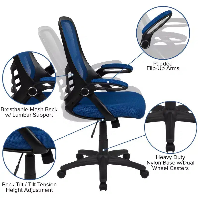 Emma and Oliver High Back Mesh Ergonomic Office Chair with Flip-up Arms
