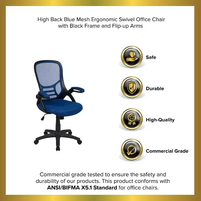 Emma and Oliver High Back Mesh Ergonomic Office Chair with Flip-up Arms