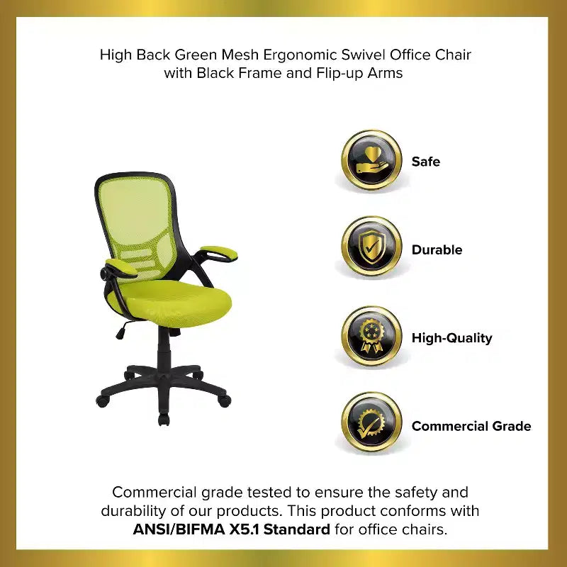 Emma and Oliver High Back Mesh Ergonomic Office Chair with Flip-up Arms