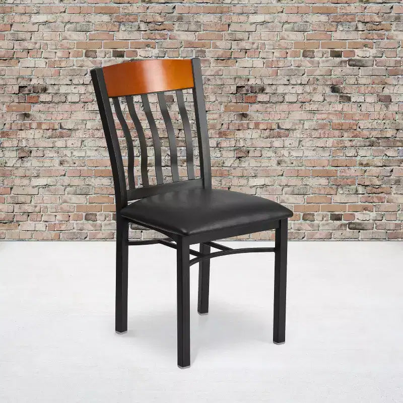 Emma and Oliver Vertical Back Metal Restaurant Dining Chair with Vinyl Seat