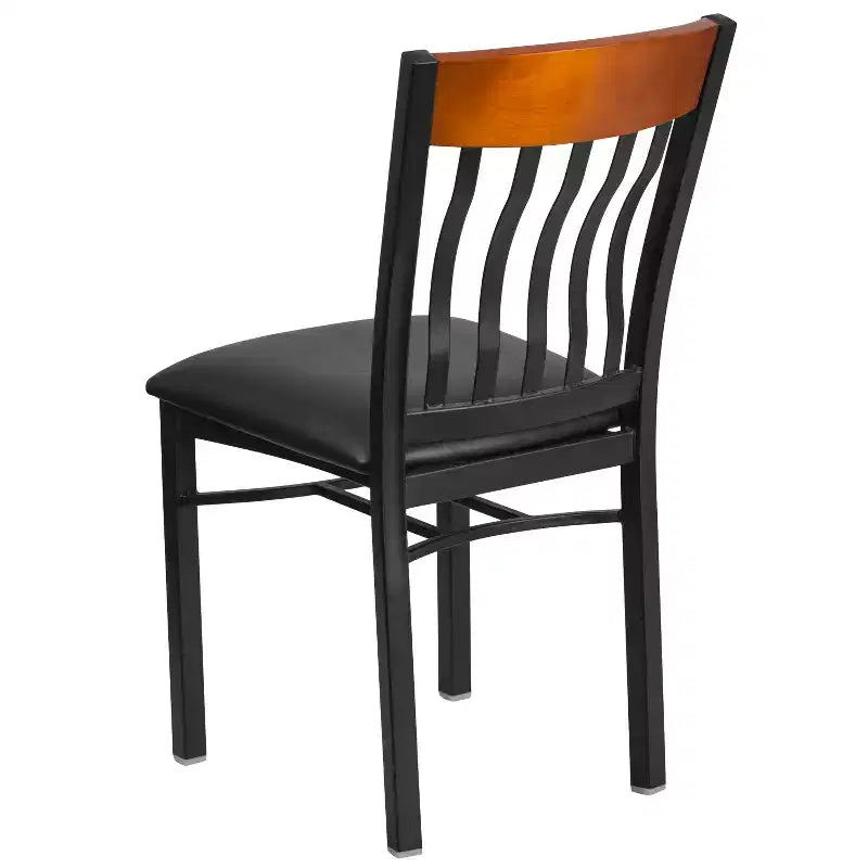 Emma and Oliver Vertical Back Metal Restaurant Dining Chair with Vinyl Seat