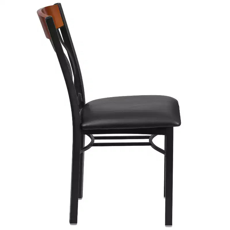 Emma and Oliver Vertical Back Metal Restaurant Dining Chair with Vinyl Seat
