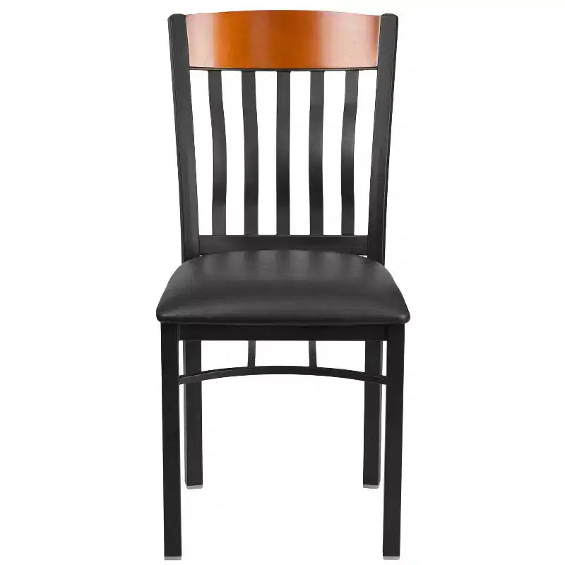 Emma and Oliver Vertical Back Metal Restaurant Dining Chair with Vinyl Seat