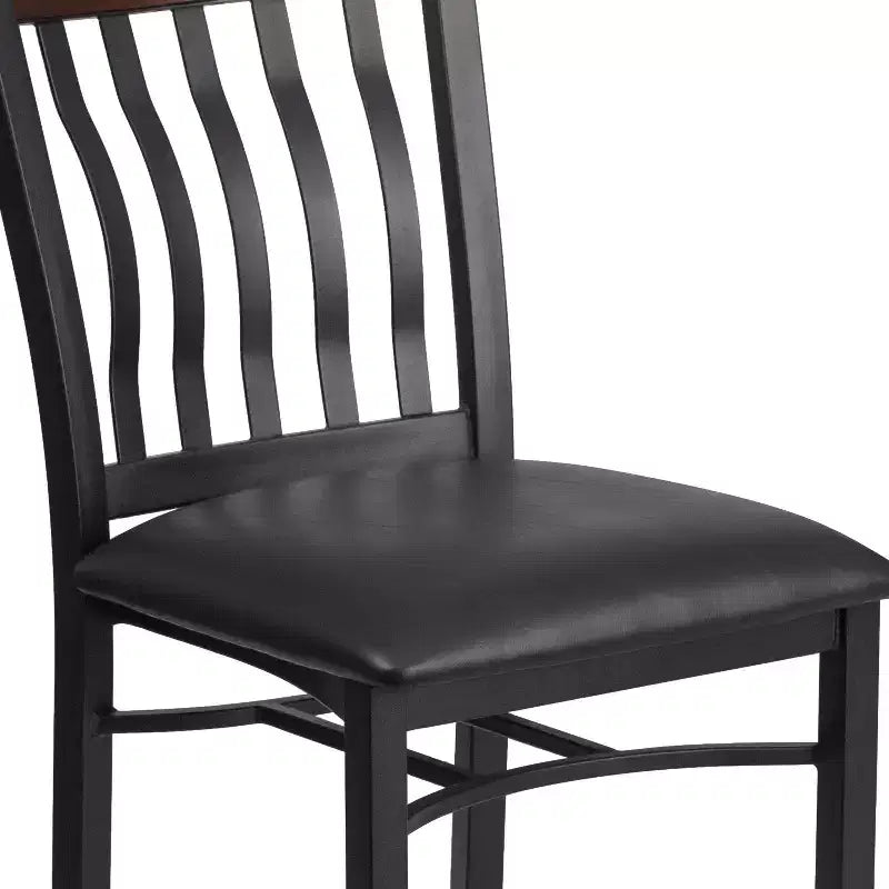 Emma and Oliver Vertical Back Metal Restaurant Dining Chair with Vinyl Seat