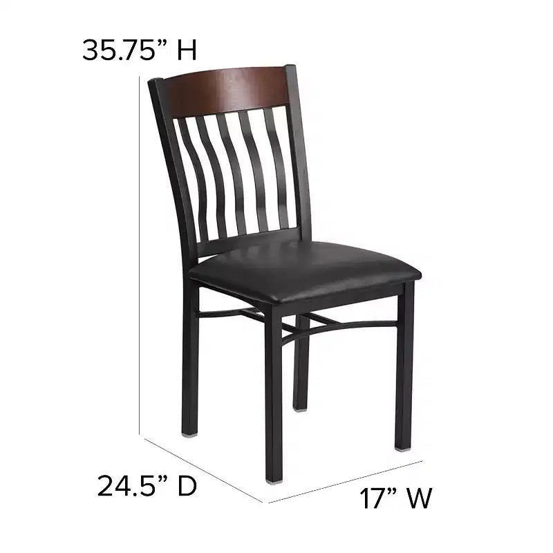 Emma and Oliver Vertical Back Metal Restaurant Dining Chair with Vinyl Seat