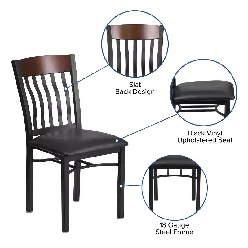 Emma and Oliver Vertical Back Metal Restaurant Dining Chair with Vinyl Seat