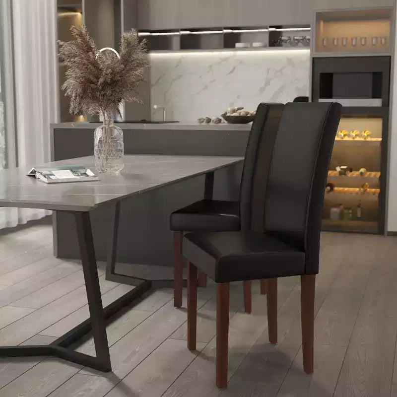 Emma and Oliver Mid-Century Parson's Chair and Finished Hardwood Frame for Kitchen, Dining Room & More