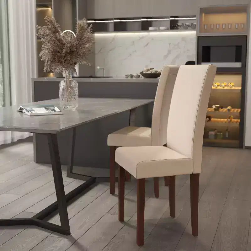 Emma and Oliver Mid-Century Parson's Chair and Finished Hardwood Frame for Kitchen, Dining Room & More