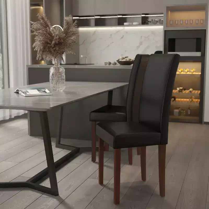 Emma and Oliver Mid-Century Parson's Chair and Finished Hardwood Frame for Kitchen, Dining Room & More
