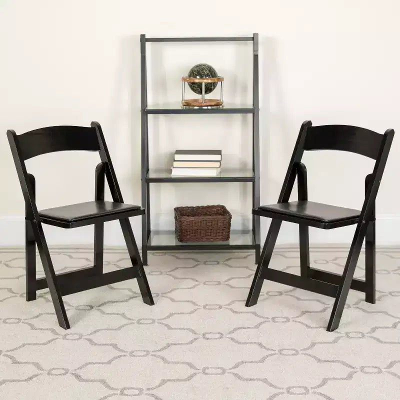 Emma and Oliver 2 Pack Wedding Party Event Wood Folding Chair with Vinyl Padded Seat