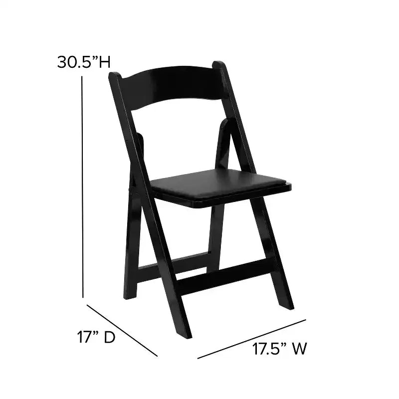 Emma and Oliver 2 Pack Wedding Party Event Wood Folding Chair with Vinyl Padded Seat