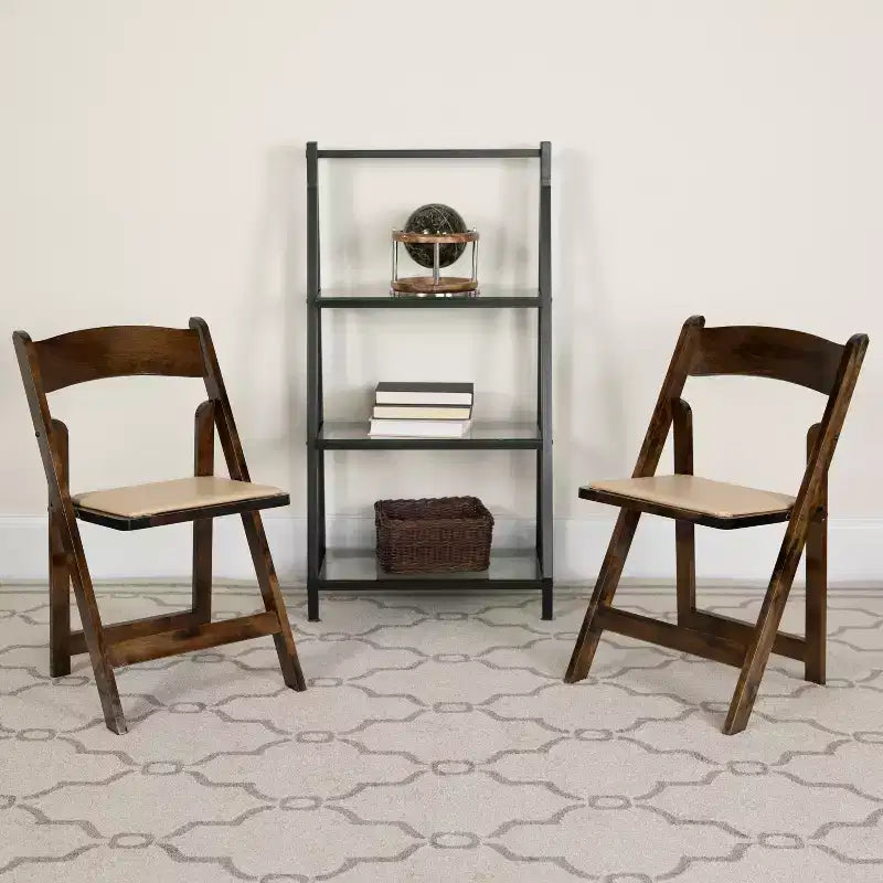 Emma and Oliver 2 Pack Wedding Party Event Wood Folding Chair with Vinyl Padded Seat