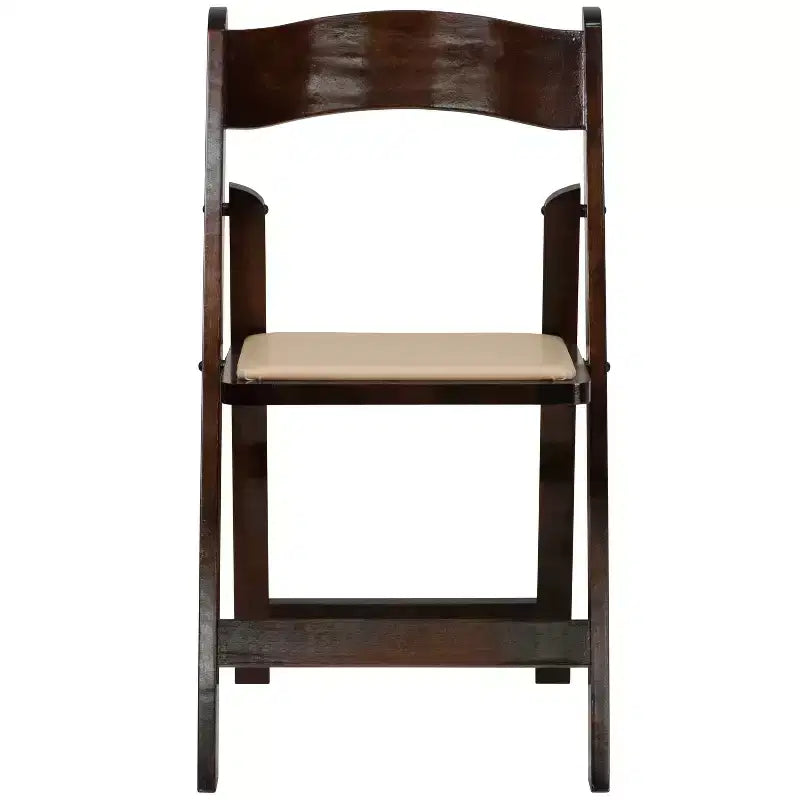 Emma and Oliver 2 Pack Wedding Party Event Wood Folding Chair with Vinyl Padded Seat