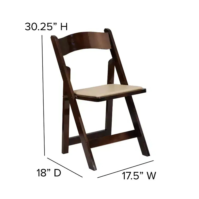 Emma and Oliver 2 Pack Wedding Party Event Wood Folding Chair with Vinyl Padded Seat