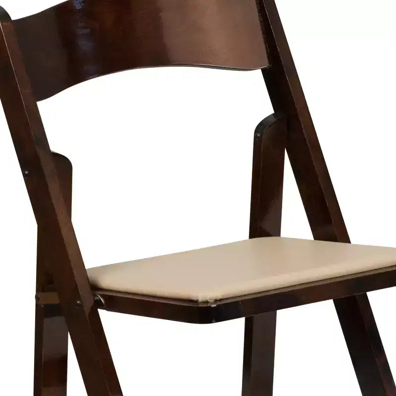 Emma and Oliver 2 Pack Wedding Party Event Wood Folding Chair with Vinyl Padded Seat
