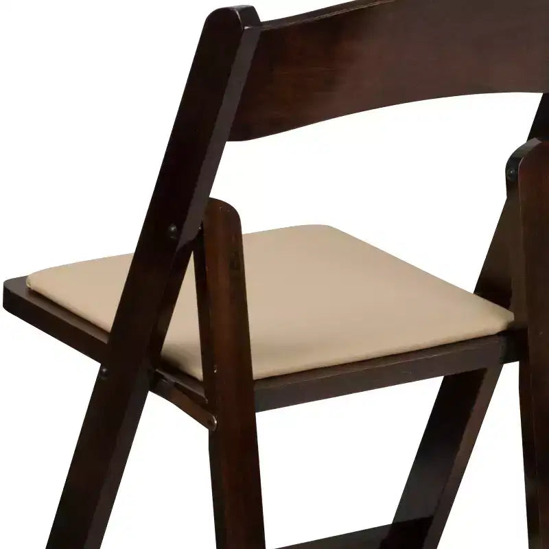 Emma and Oliver 2 Pack Wedding Party Event Wood Folding Chair with Vinyl Padded Seat