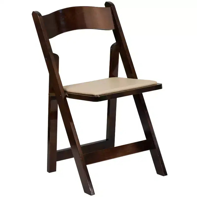 Emma and Oliver 2 Pack Wedding Party Event Wood Folding Chair with Vinyl Padded Seat