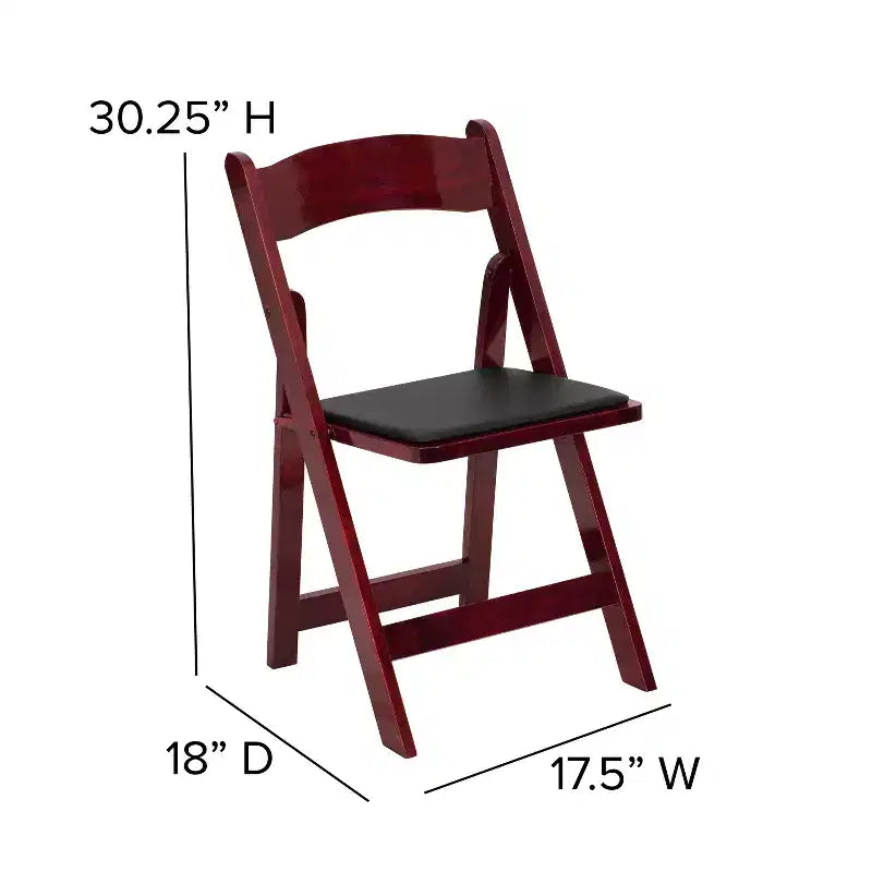 Emma and Oliver 2 Pack Wedding Party Event Wood Folding Chair with Vinyl Padded Seat