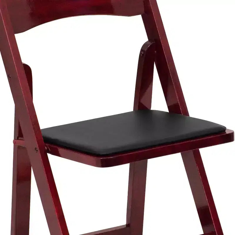 Emma and Oliver 2 Pack Wedding Party Event Wood Folding Chair with Vinyl Padded Seat