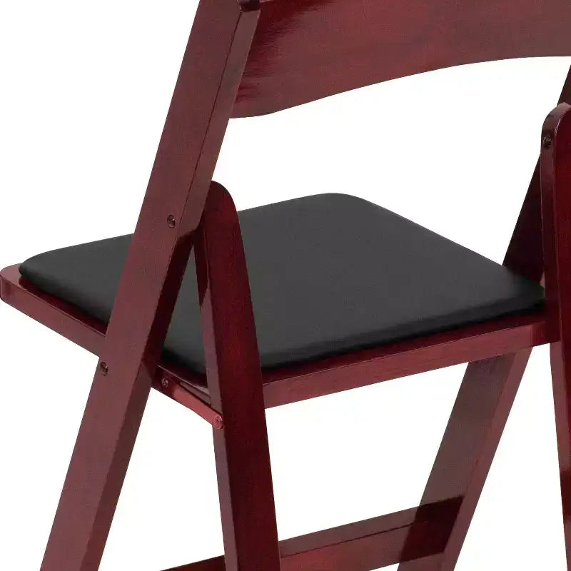 Emma and Oliver 2 Pack Wedding Party Event Wood Folding Chair with Vinyl Padded Seat