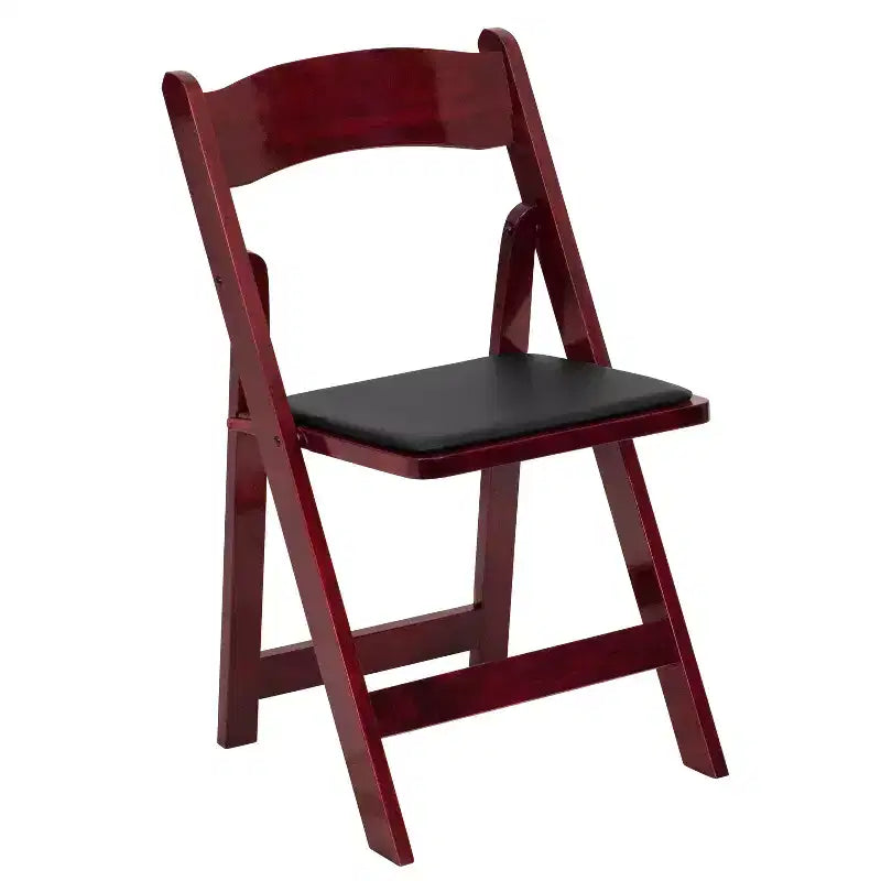 Emma and Oliver 2 Pack Wedding Party Event Wood Folding Chair with Vinyl Padded Seat
