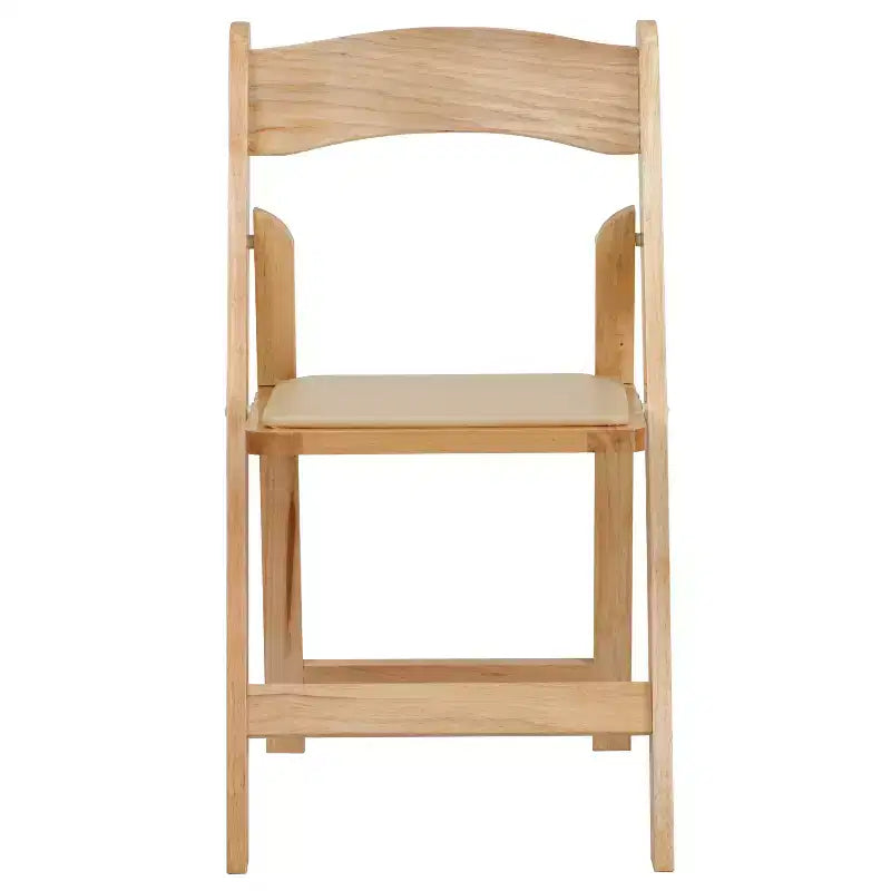 Emma and Oliver 2 Pack Wedding Party Event Wood Folding Chair with Vinyl Padded Seat
