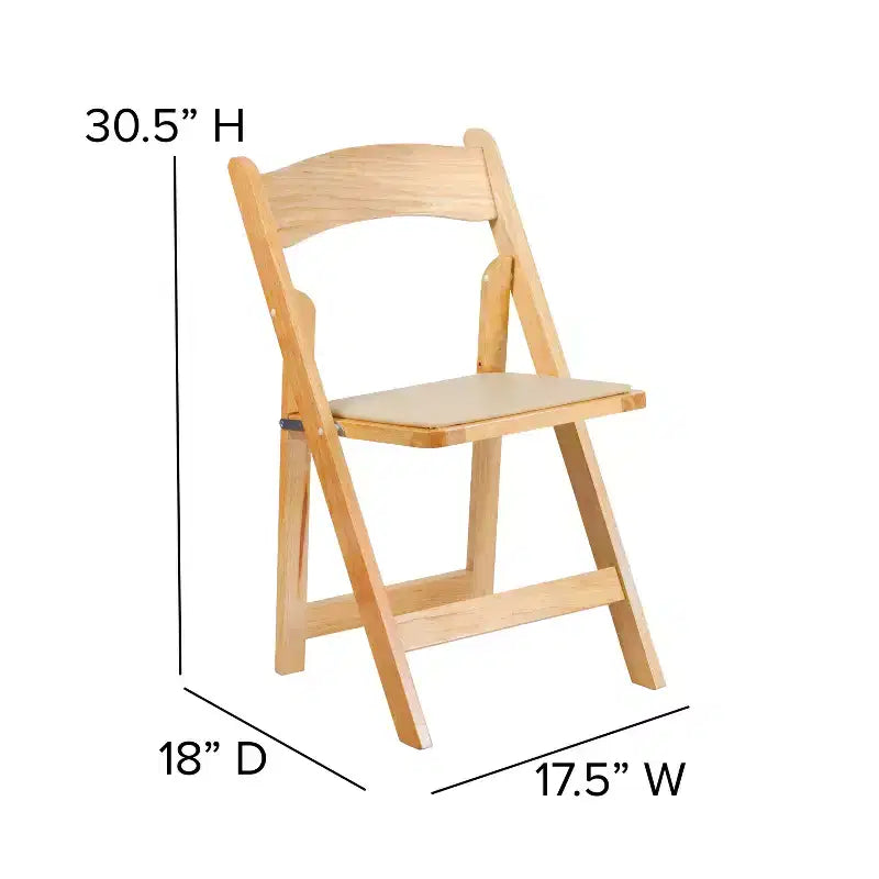 Emma and Oliver 2 Pack Wedding Party Event Wood Folding Chair with Vinyl Padded Seat