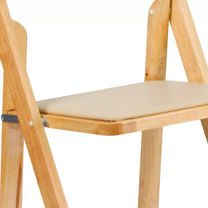 Emma and Oliver 2 Pack Wedding Party Event Wood Folding Chair with Vinyl Padded Seat