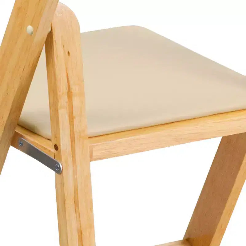 Emma and Oliver 2 Pack Wedding Party Event Wood Folding Chair with Vinyl Padded Seat