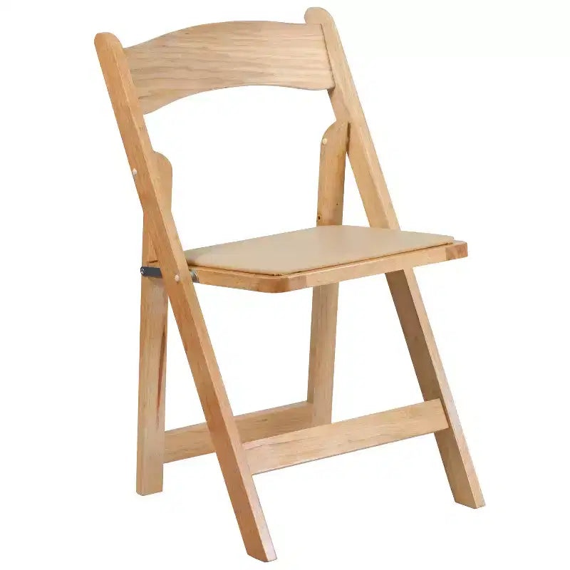 Emma and Oliver 2 Pack Wedding Party Event Wood Folding Chair with Vinyl Padded Seat