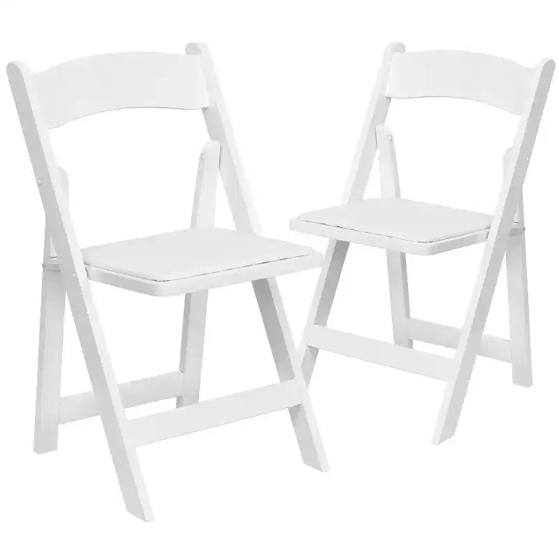 Emma and Oliver 2 Pack Wedding Party Event Wood Folding Chair with Vinyl Padded Seat