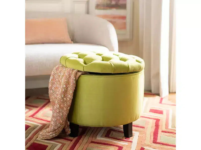 Amiela Tuffted Storage Ottoman - HUD8220 - Safavieh Couture