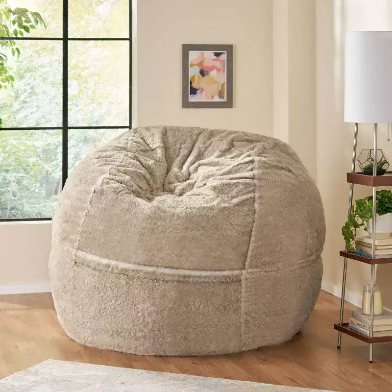 60 Greyrock Modern Glam Faux Fur Winter Bean Bag - Christopher Knight Home